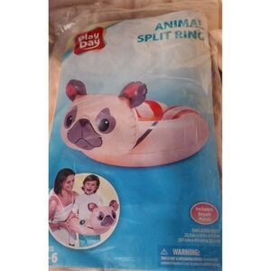 NEW Dog Pug Animal Inflatable Split Ring Floater 22.5 X 17 X 12.5 Ages 3 To 6